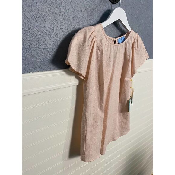 Cece Blush Pink Embroidered Short Wide Sleeve Keyhole Blouse Womens Size XXS NWT - Picture 2 of 12